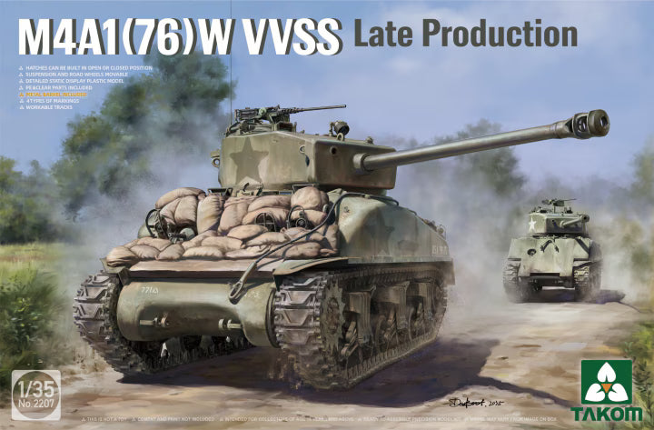 Takom 1/35 Sherman M4A1(76)W VVSS Late Production (2207) — New — 1/35 scale, American armour, WWII American