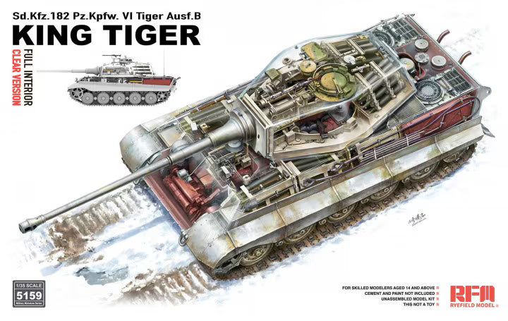 Rye Field 1/35 Sd.Kfz. 182 Pz.Kpfw. VI Tiger Ausf. B King Tiger Full Interior / Clear Version (5159)