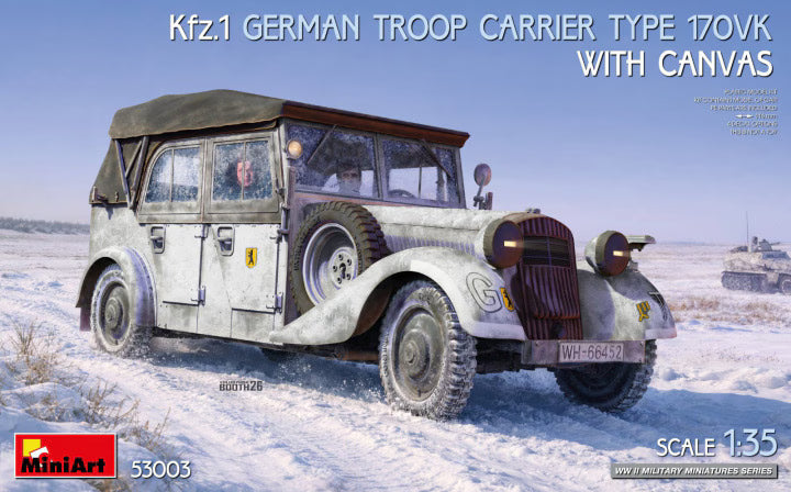 MiniArt 1/35 Kfz.1 German Troop Carrier Type 170VK w/ canvas (53003)