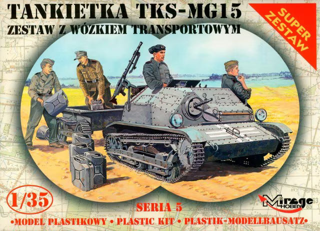 Mirage Hobby 1/35 Tankietka TKS-MG15 Zestaw z Wózkiem Transportowym (355015)