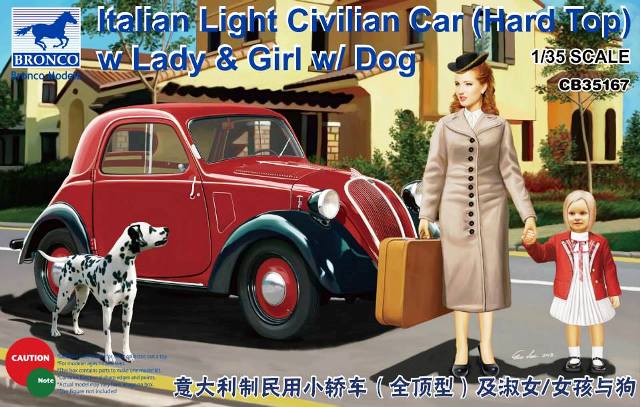 Bronco 1/35 Italian Light Civilian Car (Hard Top) w Lady & Girl w/ Dog (CB35167)