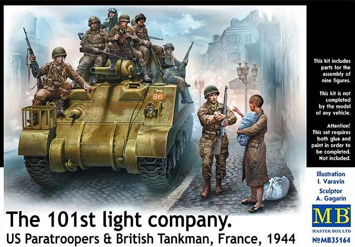 Master Box 1/35 The 101st light company. US Paratroopers & British Tankman, France, 1944 x 9 figs (MB35164)