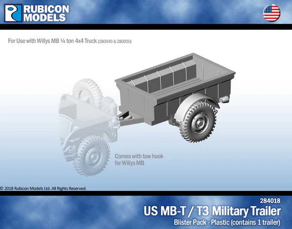 Rubicon Models 1/56 US Jeep Mb-T / T3 Military Trailer Blister Pack (284018)