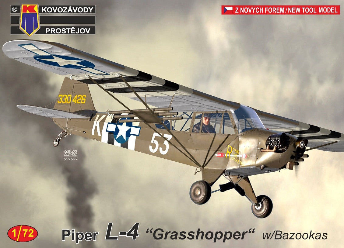 KP Models 1/72 Piper L-4 "Grasshopper" w/Bazookas (KPM0190) — New — Aircraft, Military