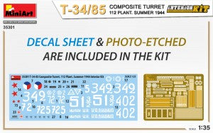 MiniArt 1/35 T-34/85 Composite Turret 112 Plant. Summer 1944 INTERIOR KIT (35301)