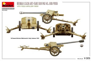 MiniArt 1/35 German 7.5cm Anti-Tank Gun PAK 40, Mid. Prod. with field artillery crew (35400)