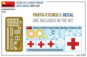 MiniArt 1/35 G-518 US 1 ton Cargo Trailer Ben Hur w/Canvas (35443)