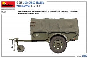 MiniArt 1/35 G-518 US 1 ton Cargo Trailer Ben Hur w/Canvas (35443)