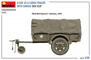 MiniArt 1/35 G-518 US 1 ton Cargo Trailer Ben Hur w/Canvas (35443)
