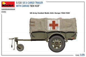 MiniArt 1/35 G-518 US 1 ton Cargo Trailer Ben Hur w/Canvas (35443)