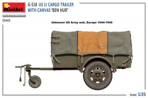 MiniArt 1/35 G-518 US 1 ton Cargo Trailer Ben Hur w/Canvas (35443)