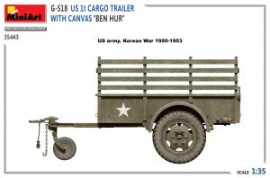 MiniArt 1/35 G-518 US 1 ton Cargo Trailer Ben Hur w/Canvas (35443)