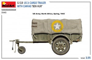 MiniArt 1/35 G-518 US 1 ton Cargo Trailer Ben Hur w/Canvas (35443)