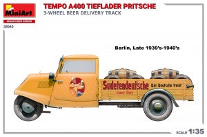 MiniArt 1/35 Tempo A400 Tieflader Pritsche 3-Wheel Beer Delivery Truck (38045)