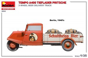 MiniArt 1/35 Tempo A400 Tieflader Pritsche 3-Wheel Beer Delivery Truck (38045)