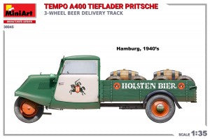 MiniArt 1/35 Tempo A400 Tieflader Pritsche 3-Wheel Beer Delivery Truck (38045)