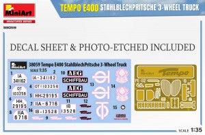 MiniArt 1/35 Tempo E 400 Stahlblechpritsche 3-Wheel Truck (38059)