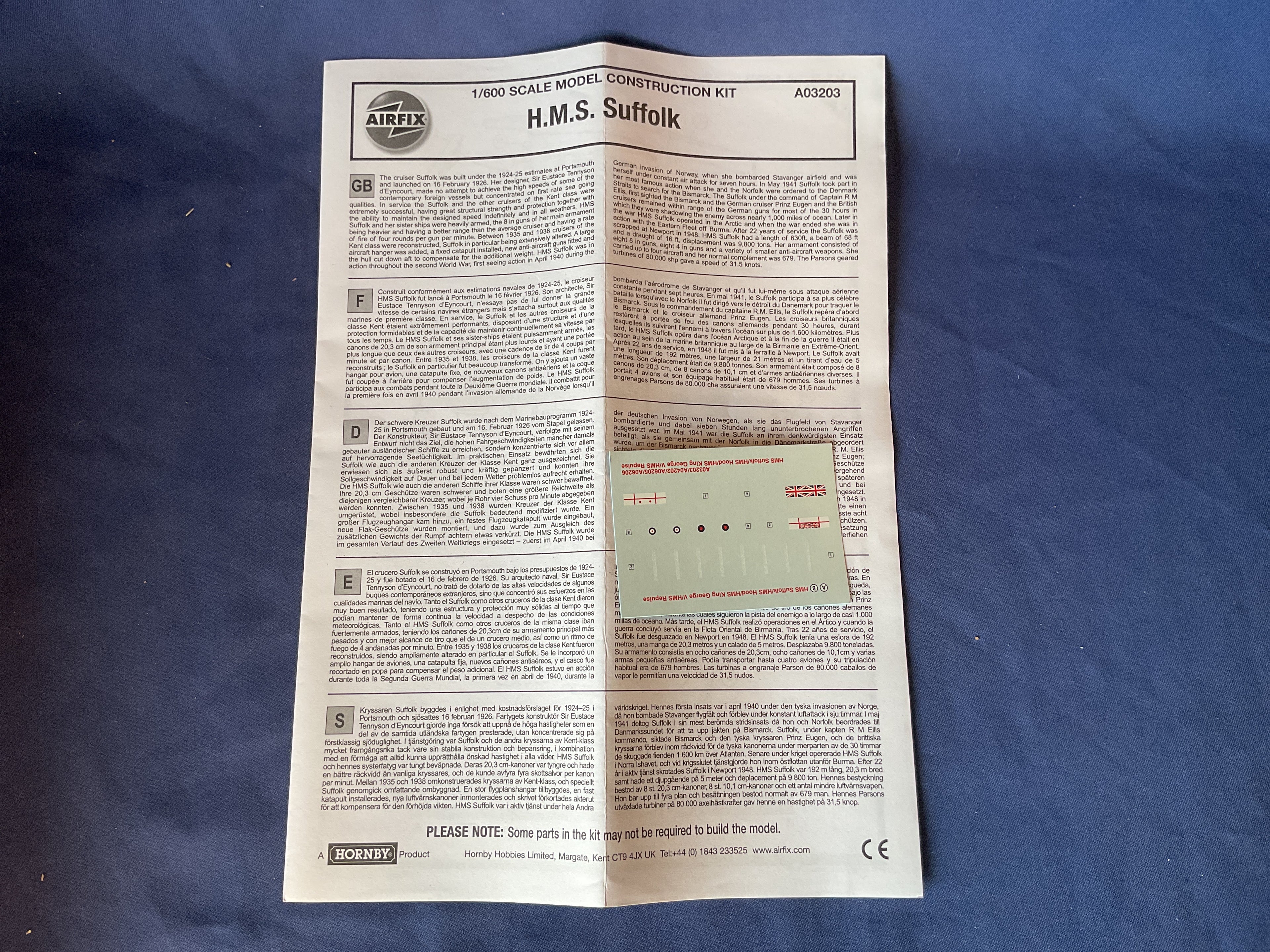Airfix 1/600 HMS Suffolk (A03203)