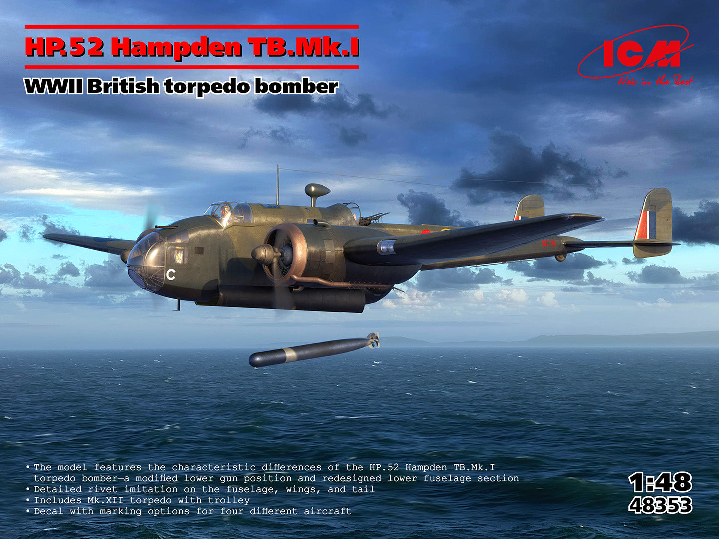 ICM 1/48 HP.52 Hampden TB MK. I WW II British Torpedo Bomber (48353)