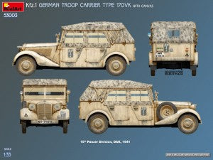 MiniArt 1/35 Kfz.1 German Troop Carrier Type 170VK w/ canvas (53003)