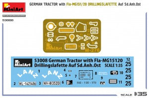 MiniArt 1/35 German Tractor with Fla-MG151/20 Drillingslafette auf Sd.Anh.Ost (53008)