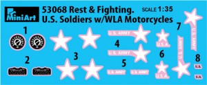 MiniArt 1/35 Rest & Fighting U.S. Soldiers w/ WLA Motorcycles (53068)