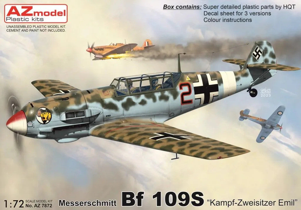 AZmodel 1/72 Messerschmitt Bf 109S "Kampf-Zweisitzer Emil" (AZ 7872) — New — Aircraft, experimental, Military