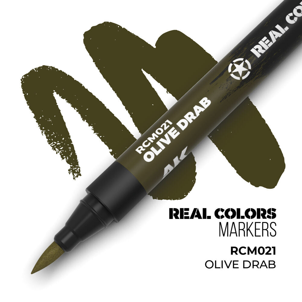 AK Real Colour Marker Paint Pen Olive Drab (AK-RCM021) — by AK Interactive — New — Acrylic Paint, Scale Modelling — image 1 of 2