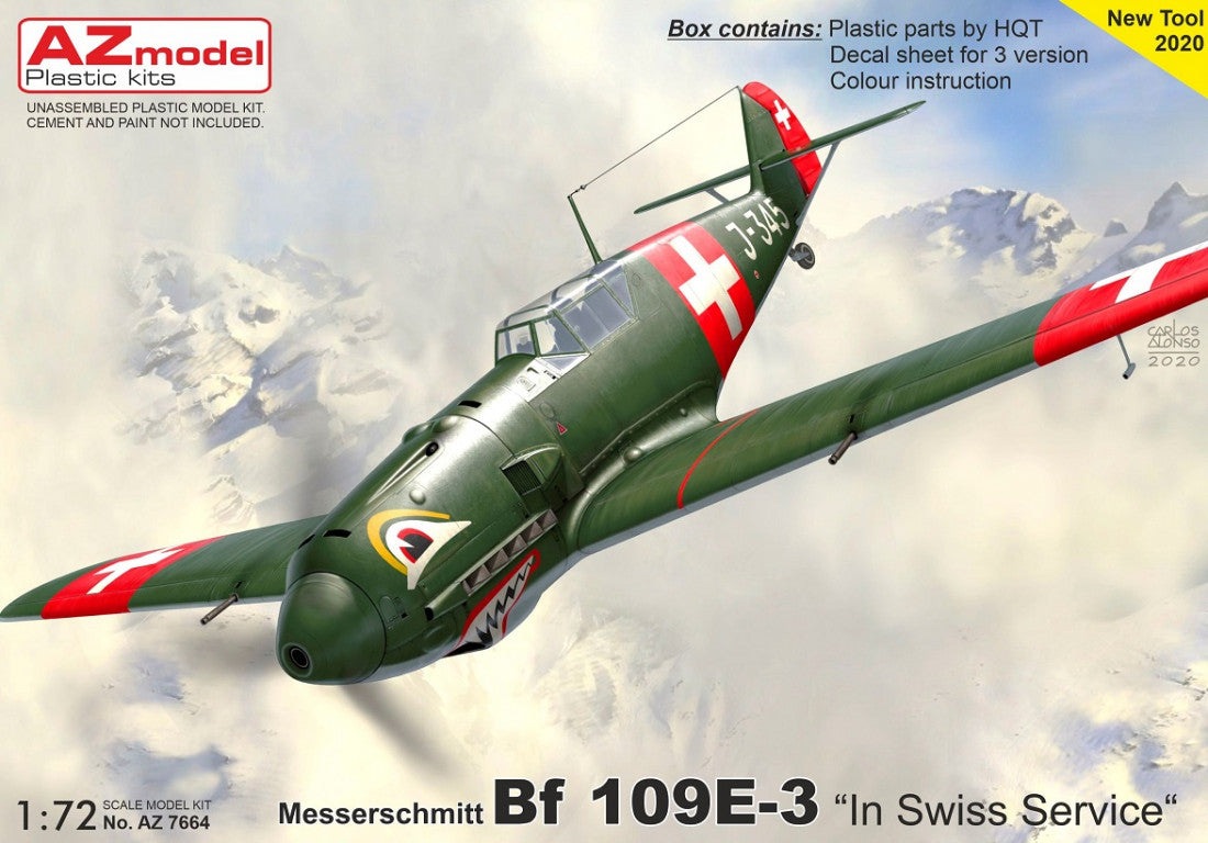 AZmodel 1/72 Messerschmitt Bf 109E-3 „In Swiss Service“ (AZ 7664) — New — Aircraft, Military