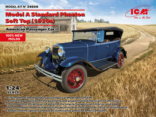 ICM 1/24  Model A Standard Phaeton Soft Top (1930s) American Passenger Car (24050)