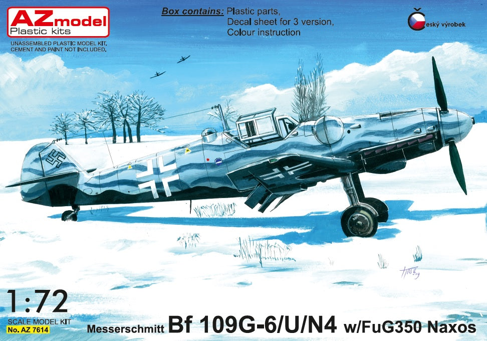AZmodel 1/72 Messerschmitt Bf 109G-6/U/N4 w/FuG350 Naxos (AZ 7614) — New — Aircraft, Military