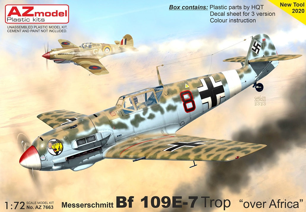 AZmodel 1/72 Messerschmitt Bf 109E-7 „Over Africa“ (AZ 7663) — New — Aircraft, Military