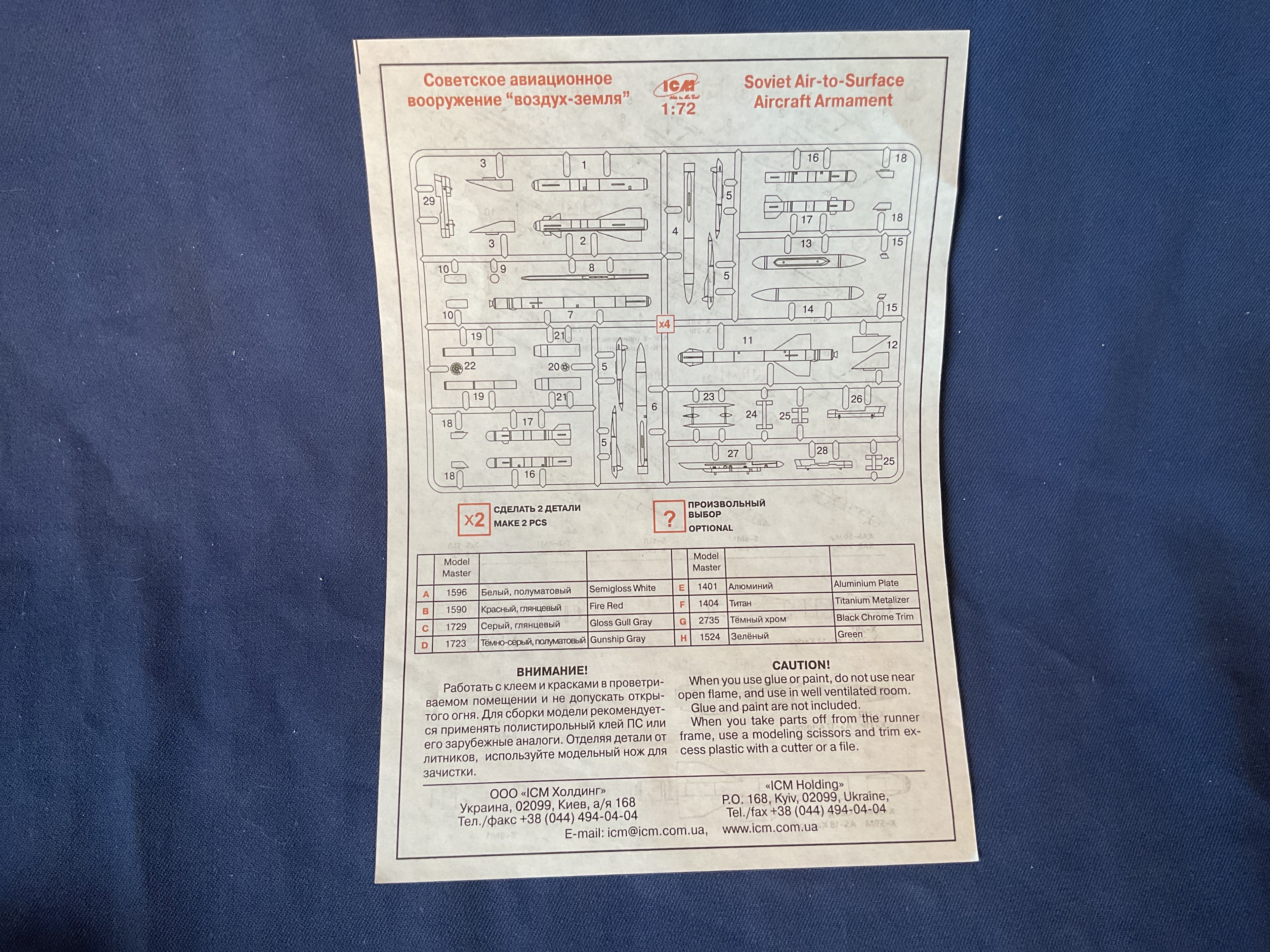 ICM 1/72 Soviet Air-to-Surface Aircraft Armament (72213)