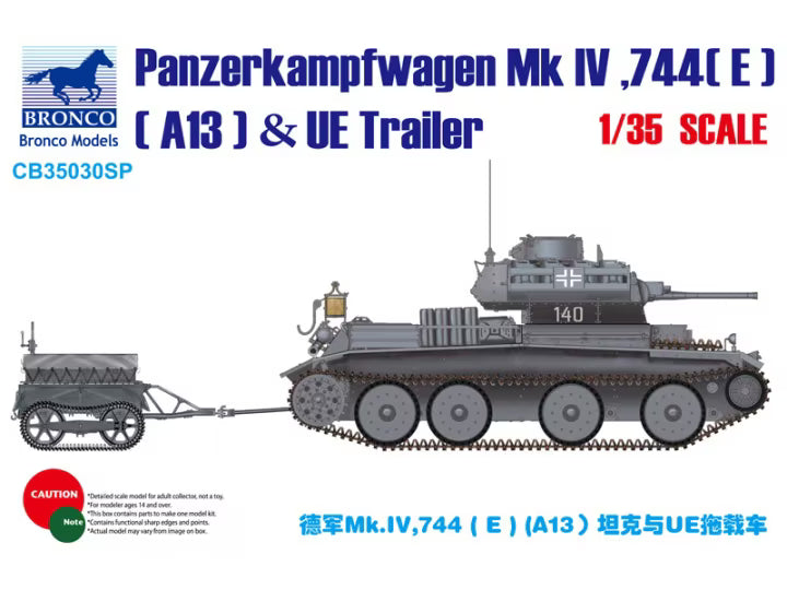 Bronco 1/35 Panzerkampfwagen MKIV, 744(E) (A13) & UE Fuel Tank Trailer (CB35030SP)