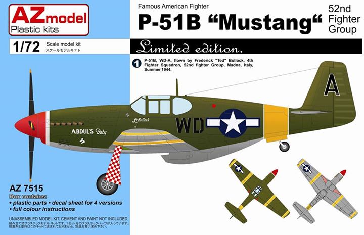 AZmodel 1/72 North American P-51B Mustang 52nd FG (AZ 7515)