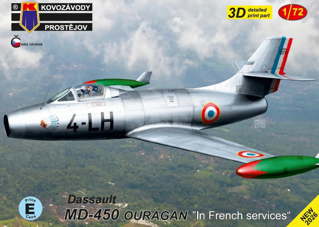 KP Models 1/72 Dassault MD-450 Ouragan "In French serv." (KPM0531) — New — Aircraft, Military