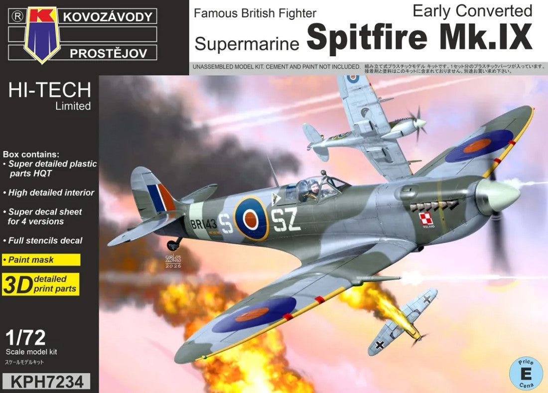 KP Models 1/72 Spitfire Mk.IX Early Converted Hi-Tech (KPH7234) — New — Aircraft, Military
