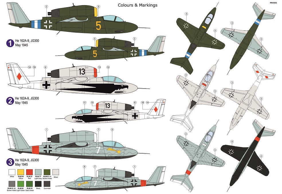 AZmodel 1/72 Heinkel He 162A-9 "Salamander" JG.300 (AZ7834) — New — image 2 of 2