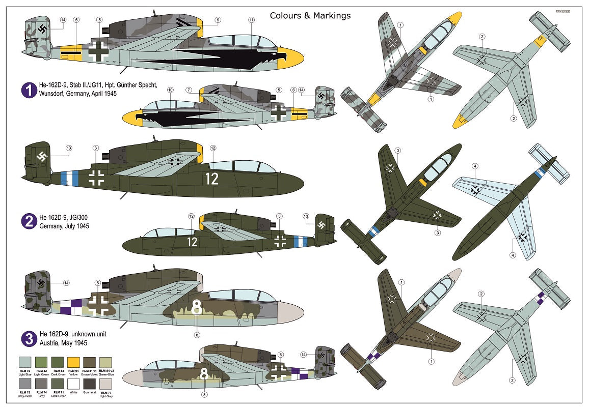AZmodel 1/72 Heinkel He 162D-9 "Luftwaffe 46" (AZ 7837)
