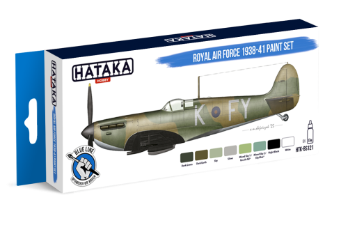 Hataka Blue Line Acrylic Paint Set of 8 Paints Royal Air Force 1938-41 (HTK-BS121)