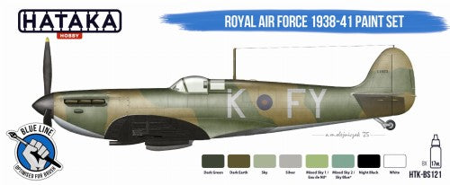 Hataka Blue Line Acrylic Paint Set of 8 Paints Royal Air Force 1938-41 (HTK-BS121)