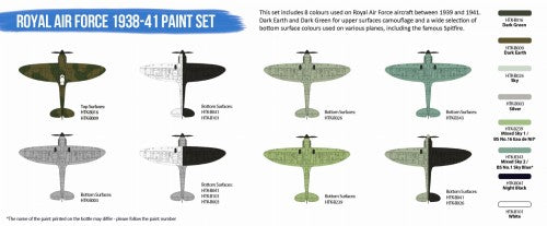 Hataka Blue Line Acrylic Paint Set of 8 Paints Royal Air Force 1938-41 (HTK-BS121)
