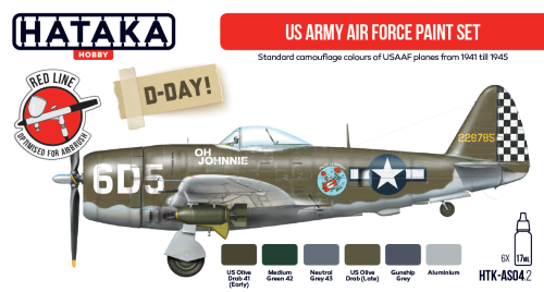 Hataka Red Line Acrylic Paint Set of 6 US Army Air Force (HTK-AS04.2)
