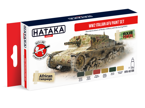 Hataka Red Line Acrylic Paint Set of 6 WW2 Italian AFV (HTK-AS106)