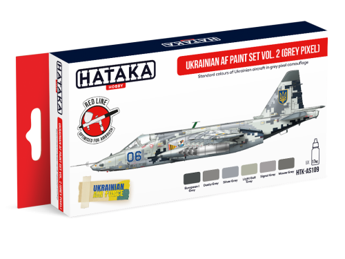 Hataka Red Line Acrylic Paint Set of 6 Ukrainian AF paint set vol. 2 (Grey Pixel) (HTK-AS109)
