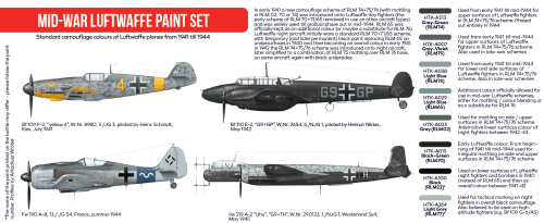 Hataka Red Line Acrylic Paint Set of 8 Mid-War Luftwaffe (HTK-AS110)