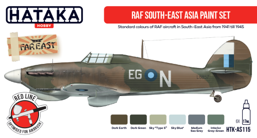 Hataka Red Line Acrylic Paint Set of 6 RAF South-East Asia (HTK-AS115)