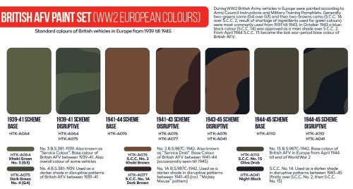 Hataka Red Line Acrylic Paint Set of 6 British AFV (WW2 European Colours) (HTK-AS22)