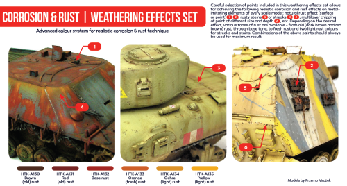 Hataka Red Line Acrylic Paint Set of 6 Corrosion & Rust, weathering effects (HTK-AS26)