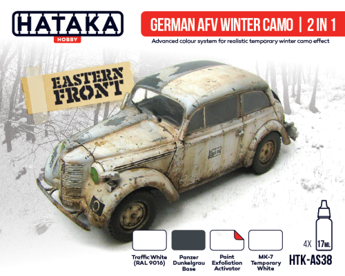 Hataka Red Line Acrylic Paint Set of 4 German AFV Winter Camo | 2 in 1 (HTK-AS38)